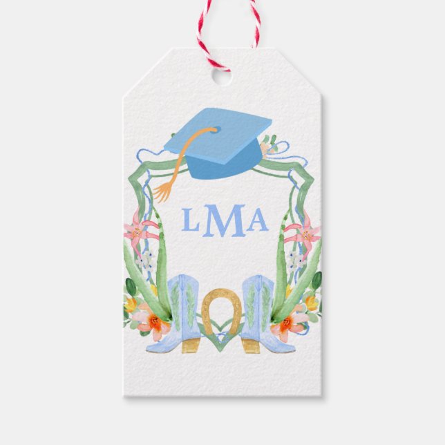 Étiquettes-cadeau Graduation de Preppy Southern Cowgirl Monogram (Devant)