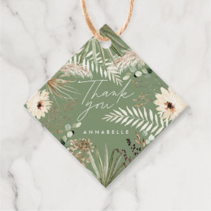 Étiquettes Cadeau Graduation merci pampas moderne sauge vert