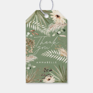 Étiquettes-cadeau Graduation merci sauge pampas vert eucalyptus
