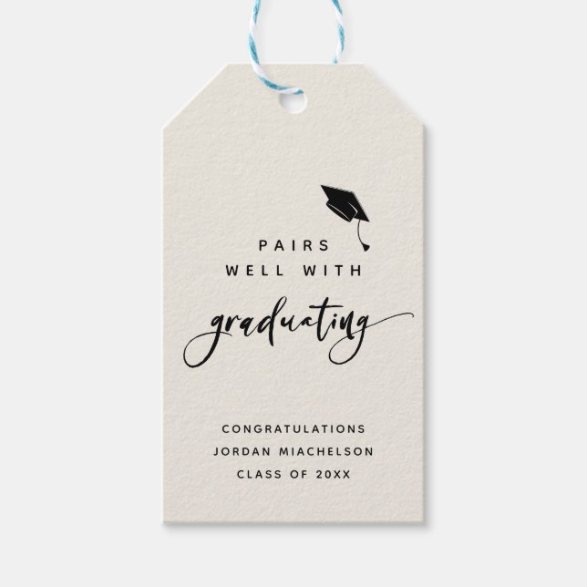 Étiquettes-cadeau Graduation Moderne Script Calligraphie Congrats Gr (Devant)
