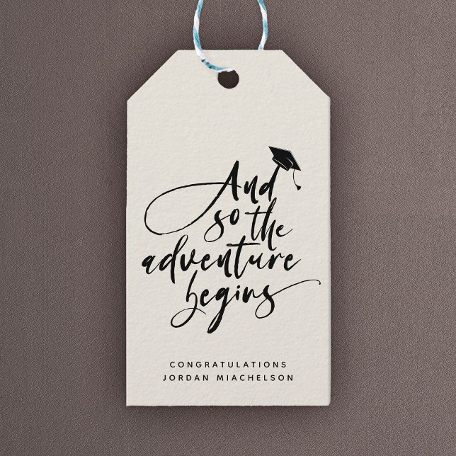 Étiquettes-cadeau Graduation Moderne Script Calligraphie Congrats Gr (Créateur téléchargé)