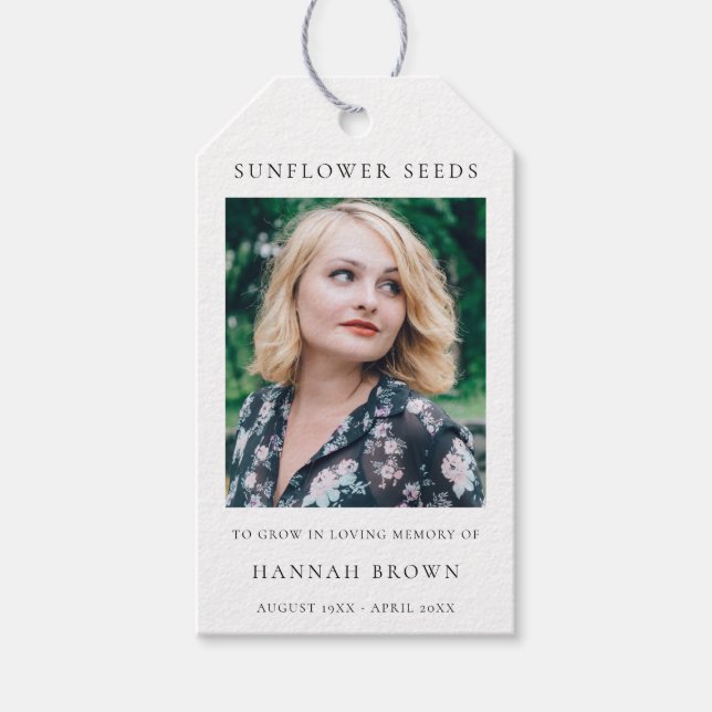 Étiquettes-cadeau Graines de tournesol Memorial | Elegant Chic Funer (Devant)