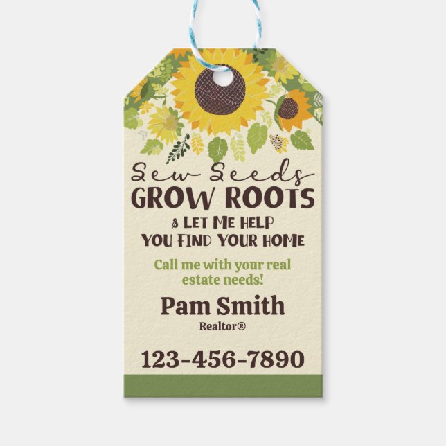 Étiquettes-cadeau Graines, Plante, Jardinage, Racines, Realtor Pop b (Devant)
