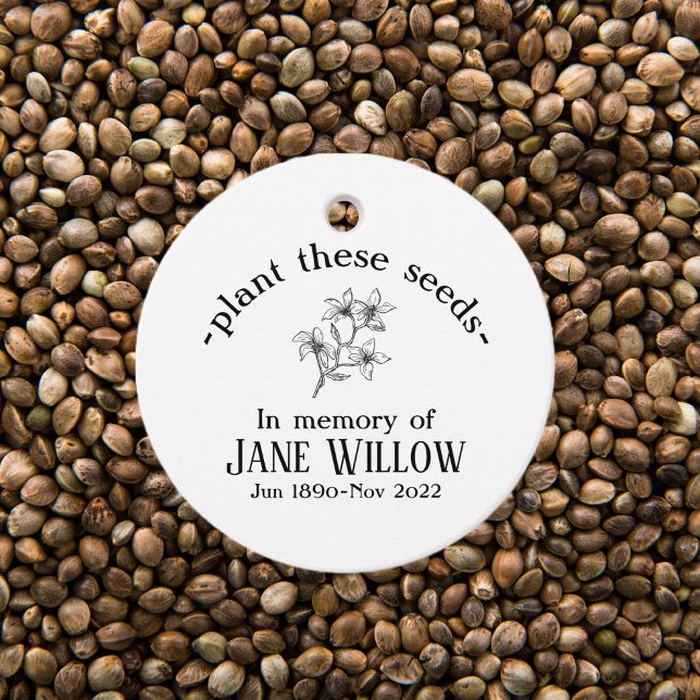 Étiquettes Cadeau Graines Plantes commémoratives Fleurs dessinées à  (Créateur téléchargé)
