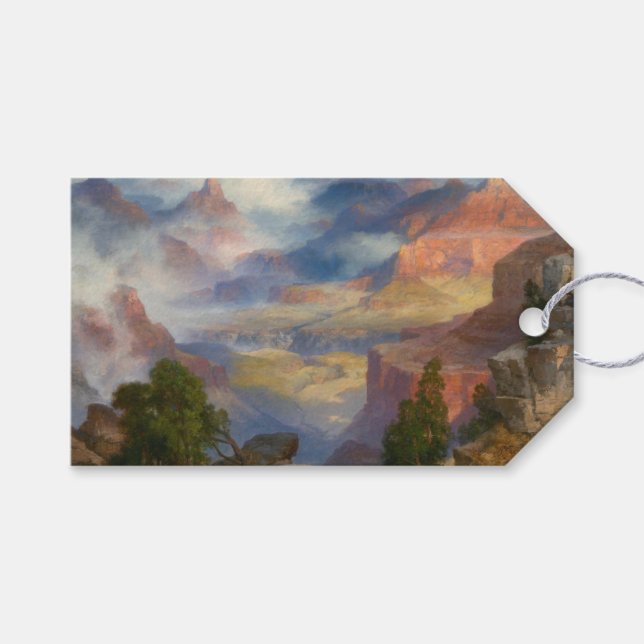 Étiquettes-cadeau Grand Canyon à Mist (par Thomas Moran) (Devant (Horizontal))