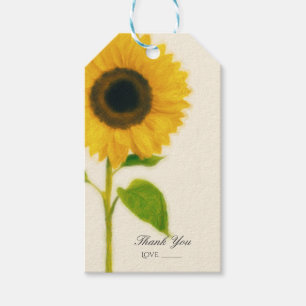 Étiquettes-cadeau Grand tournesol peint Chic rustique de campagne Fa