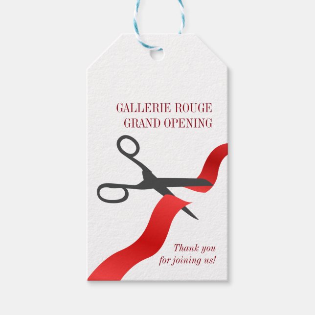 Étiquettes-cadeau Grande ouverture de découpe en ruban rouge simple (Devant)