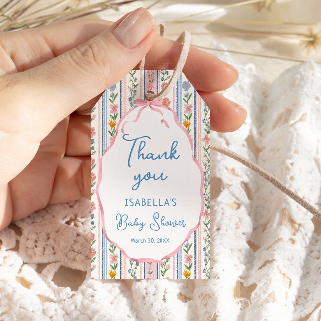 Étiquettes-cadeau Grandmillennial Floral Baby Shower Thank You (Créateur téléchargé)