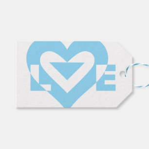 Étiquettes-cadeau Graphique d'amour cool, Bleu