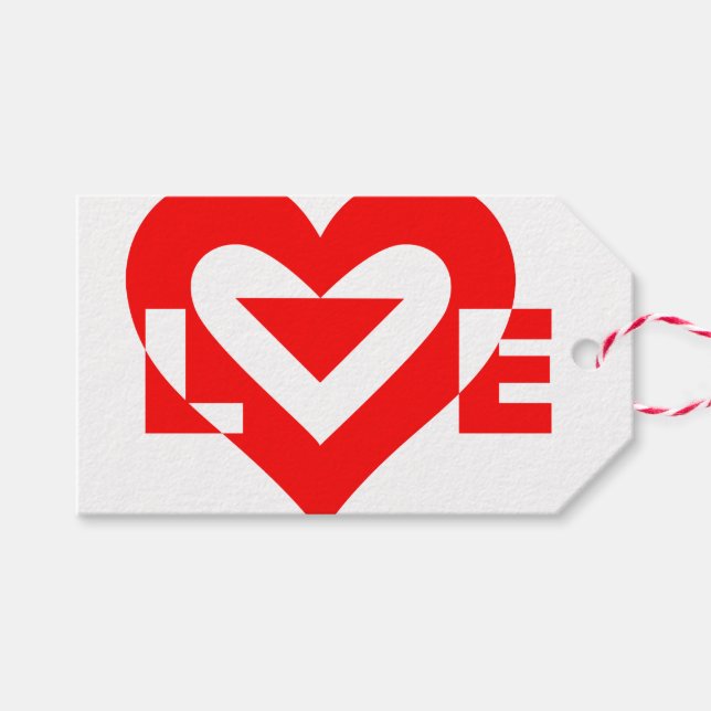 Étiquettes-cadeau Graphique d'amour cool, Rouge (Devant (Horizontal))