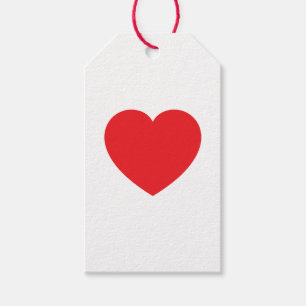 Étiquettes-cadeau Graphique de cœur d'amour rouge blanc moderne simp