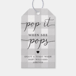 Étiquettes-cadeau Gray clair En vichy Pop It When She Pops Favoriser