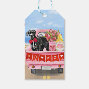 Étiquettes-cadeau Great Dane Chien Valentine's Day Truck