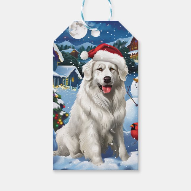 Étiquettes-cadeau Great Pyrenees Winter Wonderland Noël Joie (Devant)