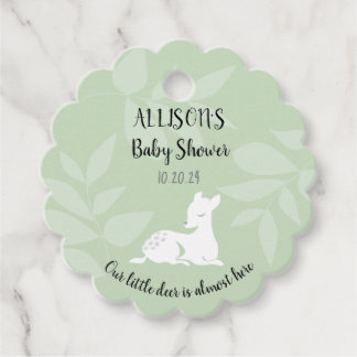 Étiquettes Cadeau GREEN Baby Garden Deer Cher Invitation Baby shower