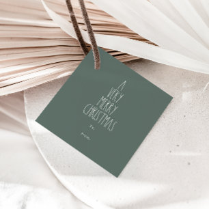 Étiquettes Cadeau Green Boho Polka Dot Noël Carré À De