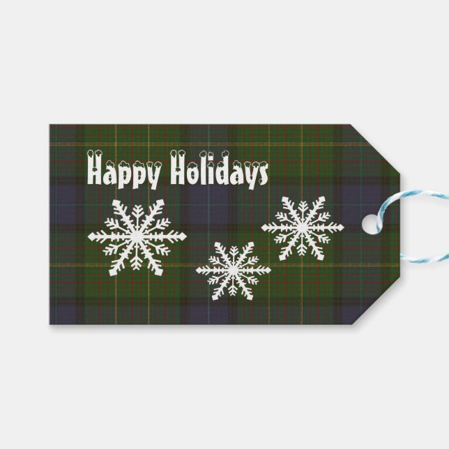 Étiquettes-cadeau Green California tartan plaid Xmas vacances person (Devant (Horizontal))