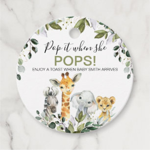 Étiquettes Cadeau Green Foliing Safari Baby shower Pop It