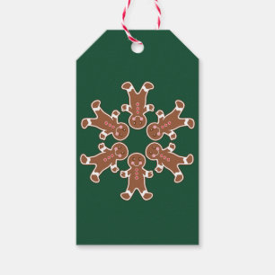 Étiquettes-cadeau Green Gingerbread Snowflake Tags cadeaux