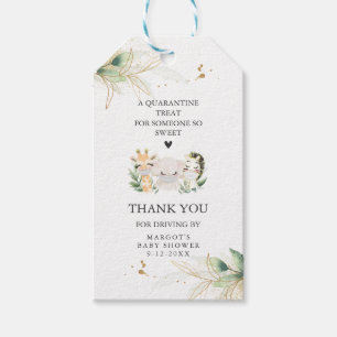 Étiquettes-cadeau Green Gold Safari Animation Drive Par Baby shower
