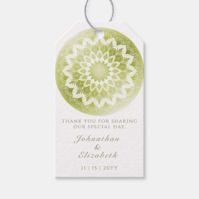 Étiquettes-cadeau Green Lace Mandala Wedding Favor (Devant)