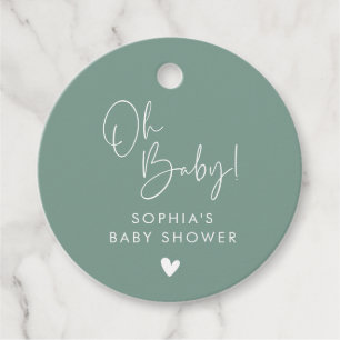 Étiquettes Cadeau Green Oh Baby Baby shower moderne Boho