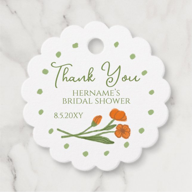 Étiquettes Cadeau Green Orange Floral Garden Whimsical 02 (Devant)