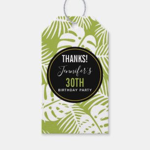 Étiquettes-cadeau Green Palm Feuille Jungle Motif Anniversaire Merci