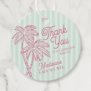 Étiquettes Cadeau Green Palm Spring Pastel Beach Baby shower