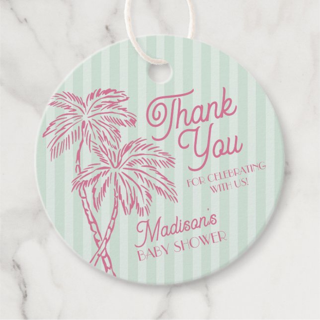 Étiquettes Cadeau Green Palm Spring Pastel Beach Baby shower (Devant)