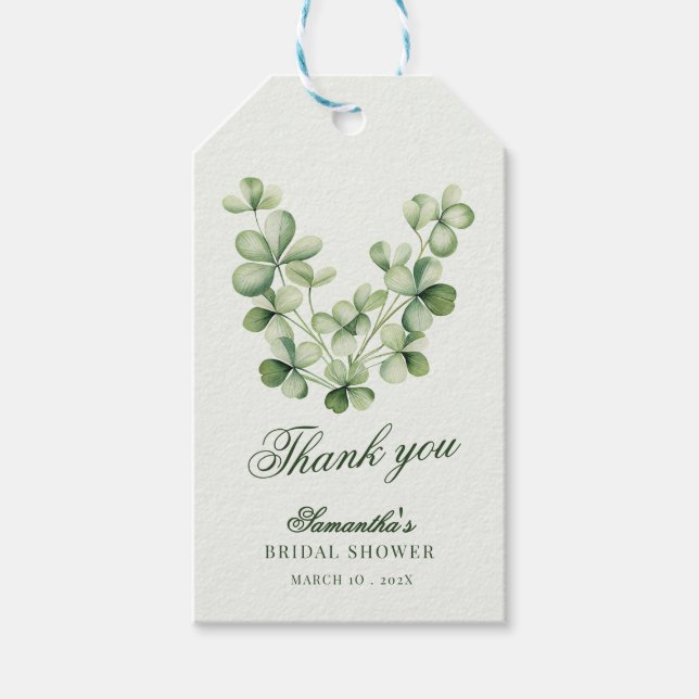 Étiquettes-cadeau Green Shamrock  Bridal Shower Thank You (Devant)