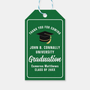 Étiquettes-cadeau Green White Graduate Custom 2025 Graduation Party