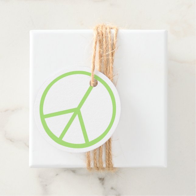 Étiquettes Cadeau Green World Peace Sign Groovy Love Symbol (En situation)