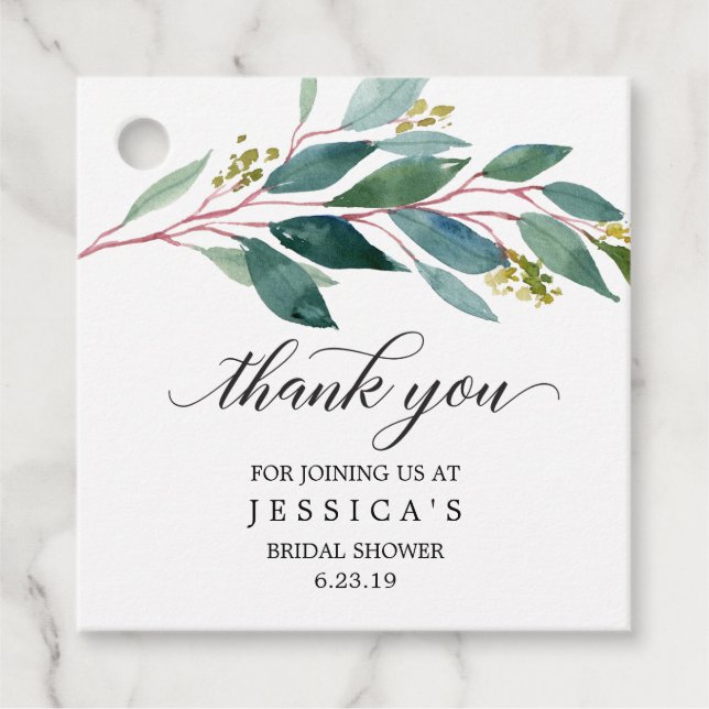 Étiquettes Cadeau Greenery Thank You Favor Tag (Devant)