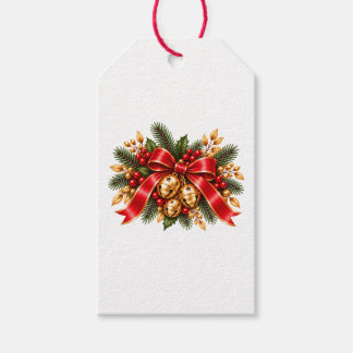 Étiquettes-cadeau Grelots de Noël Rouge Ruban Festif