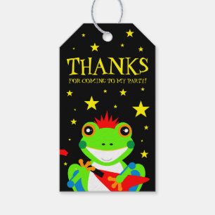 Étiquettes-cadeau Grenouille d'arbre d'anniversaire de Rockin avec g