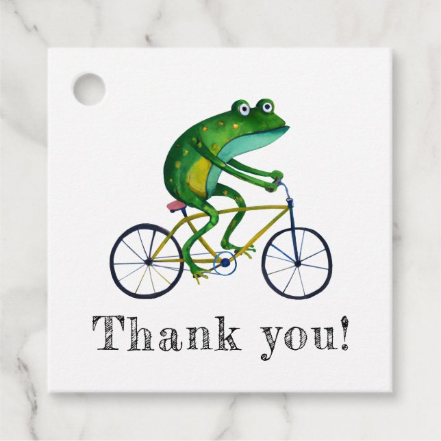 Étiquettes Cadeau Grenouille Sur Vélo (Devant)