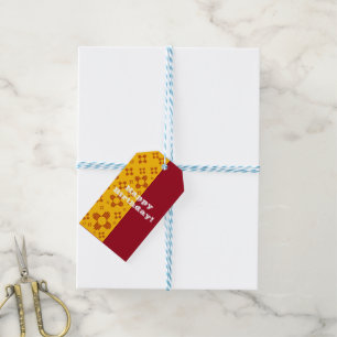 Étiquettes-cadeau Grilles verticales Zia Soleil Rouge Jaune Nouveau-