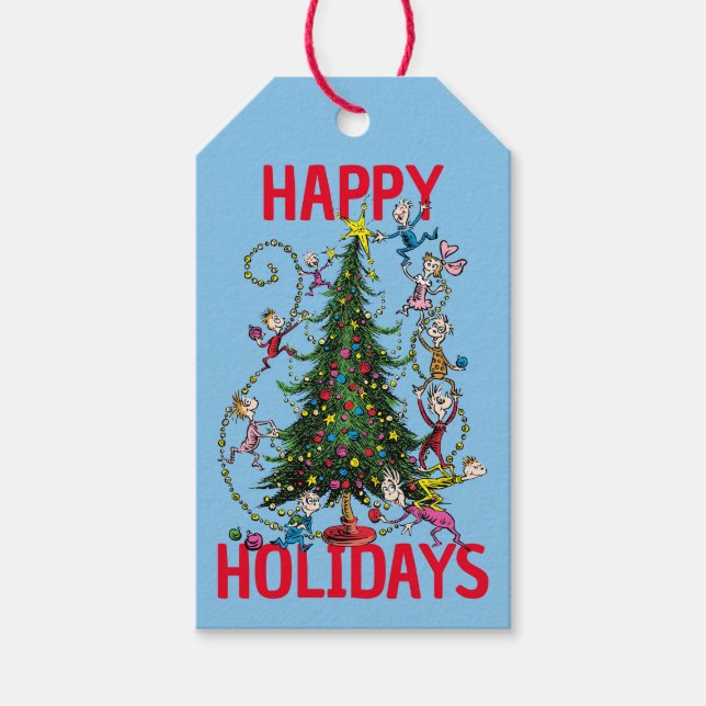 Étiquettes-cadeau Grinch classique | Arbre de Noël (Devant)