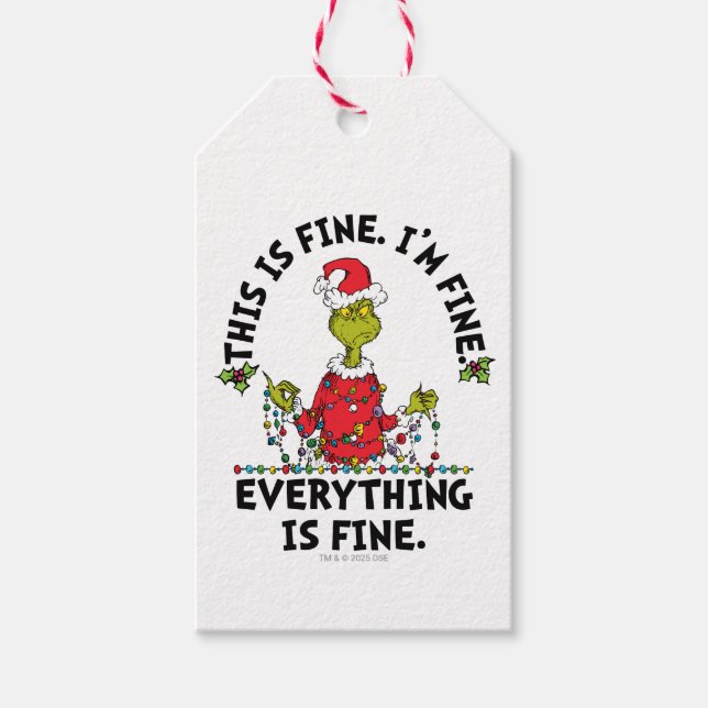 Étiquettes-cadeau Grinch | Everything is Fine (Devant)