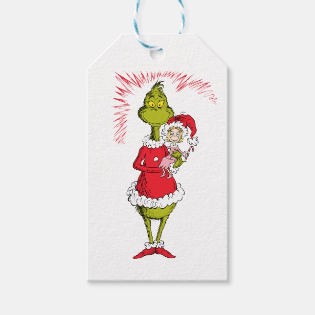 Étiquettes-cadeau Grinch Holds Cindy Lou Who (Devant)