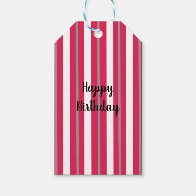 Étiquettes-cadeau Gris blanc rouge personnalisé (Devant)