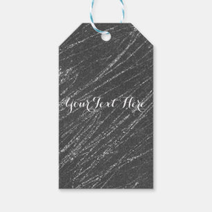Étiquettes-cadeau Gris et argent Moderne Glam Marbre Rayure Fête