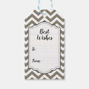 Étiquettes-cadeau Gris et Blanc Chevron Épais Mariage Anniversaire V