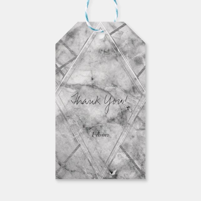 Étiquettes-cadeau Gris & Marbre blanc Glam Mariage Faveur (Dos)