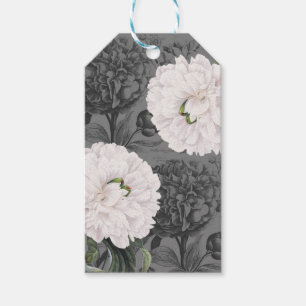 Étiquettes-cadeau Gris romantique de pivoine blanche