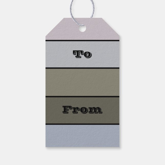 Étiquettes-cadeau Gris Vert Et Gris Noir Sur Papier Aquarelle (Dos)