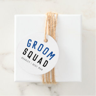 Étiquettes Cadeau Groom Squad   Moderne Bachelor Groomsman Design