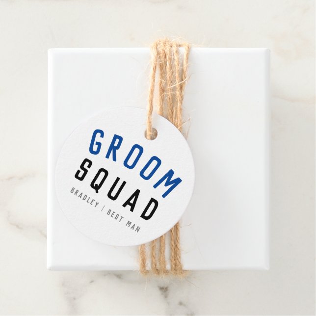 Étiquettes Cadeau Groom Squad | Moderne Bachelor Groomsman Design (En situation)