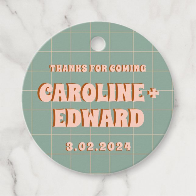 Étiquettes Cadeau Groovy Gras Bleu Rose Rouge Drôle  (Devant)